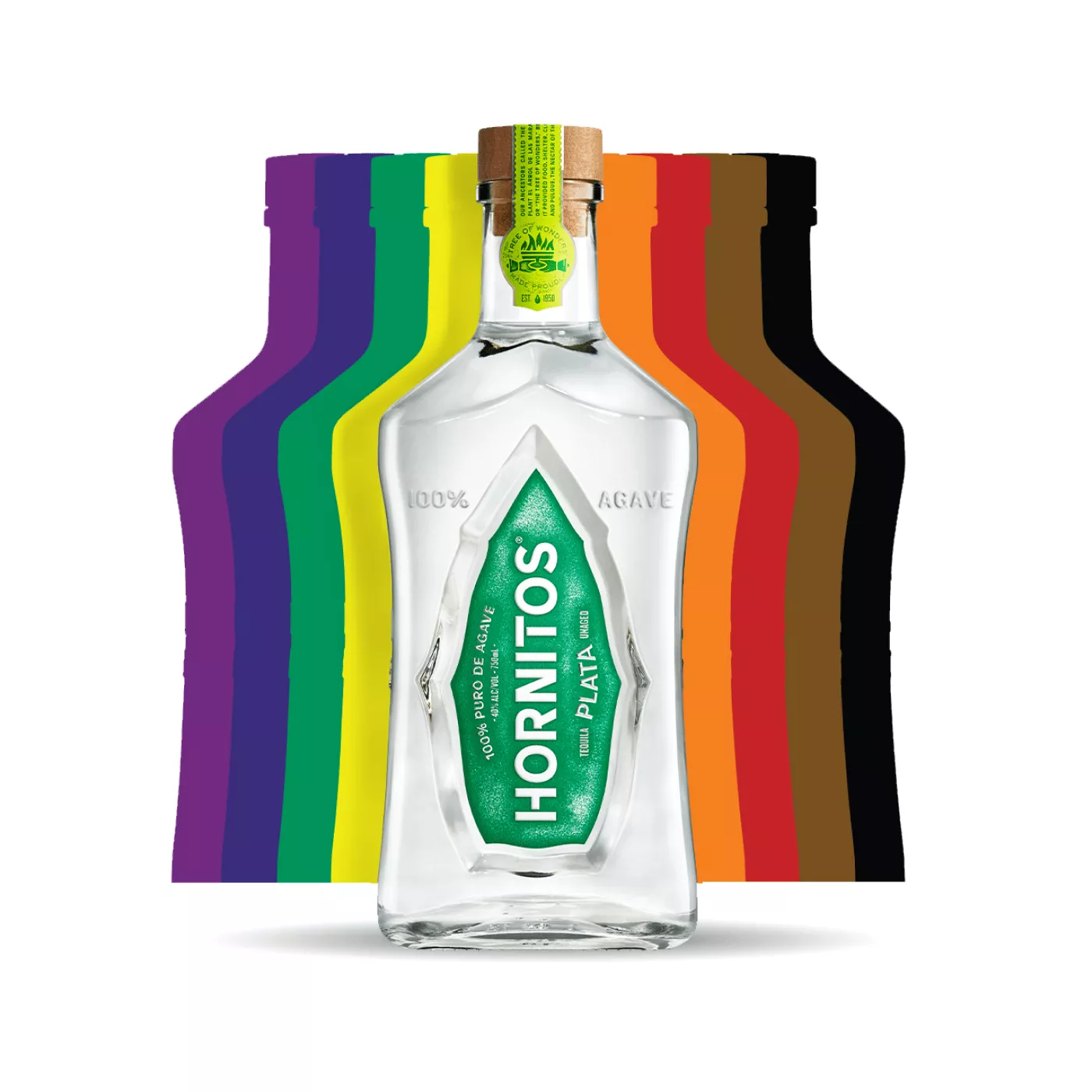 Image of bottles showing rainbow colors