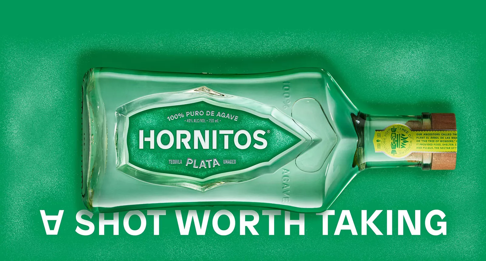 Hornitos bottle placed horizontally 