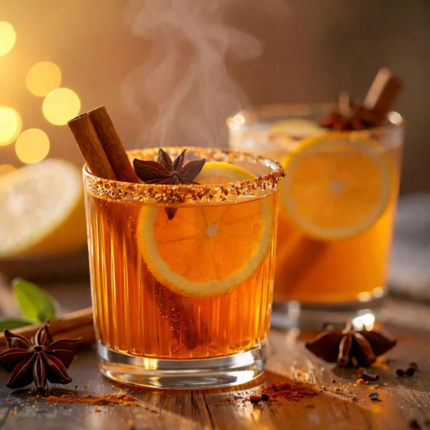 Hot Toddy Cocktail Orange Slice Cinnamon Star Anise Steam Hornitos