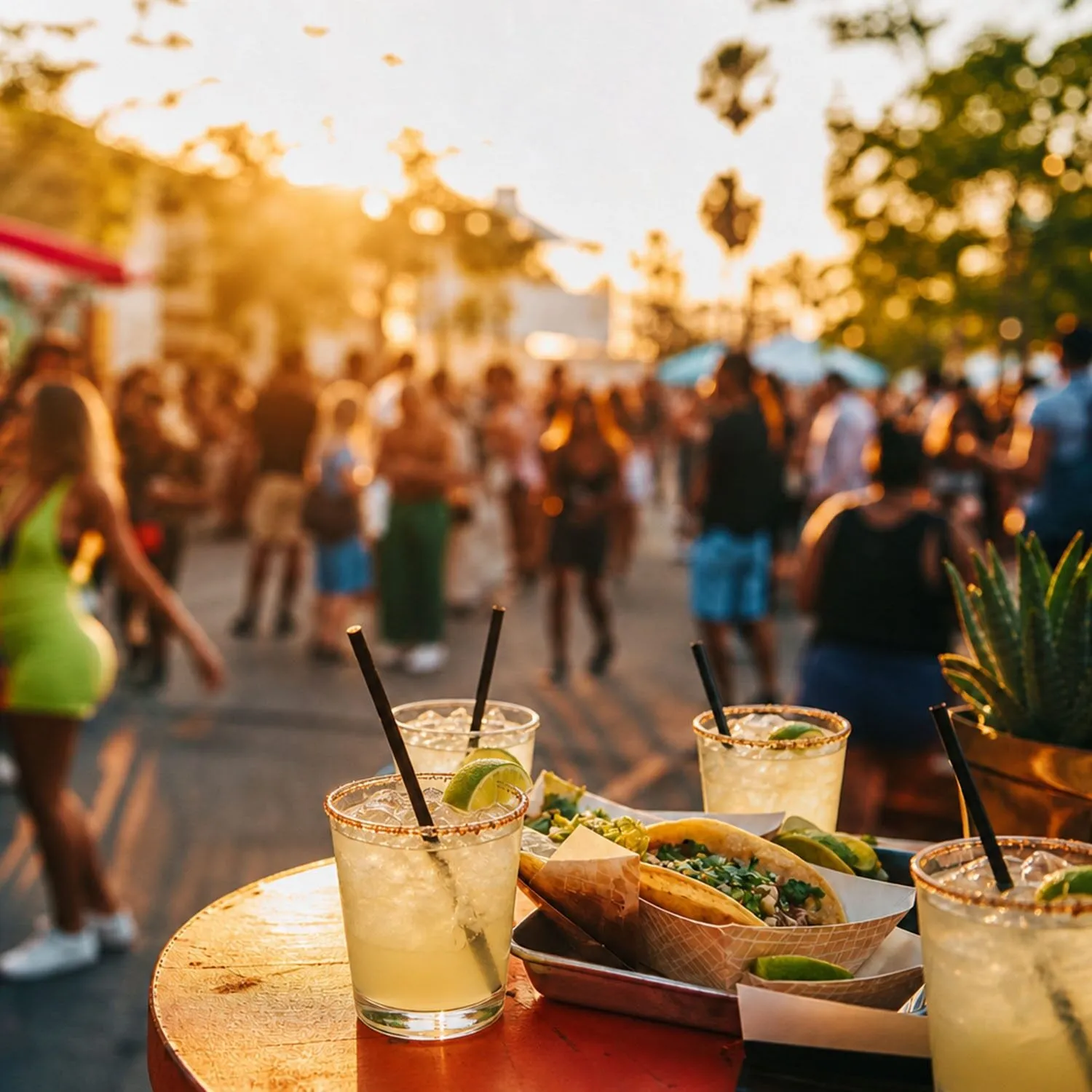 Sunset Street Festival Cocktails Tacos Outdoor Crowd Hornitos
