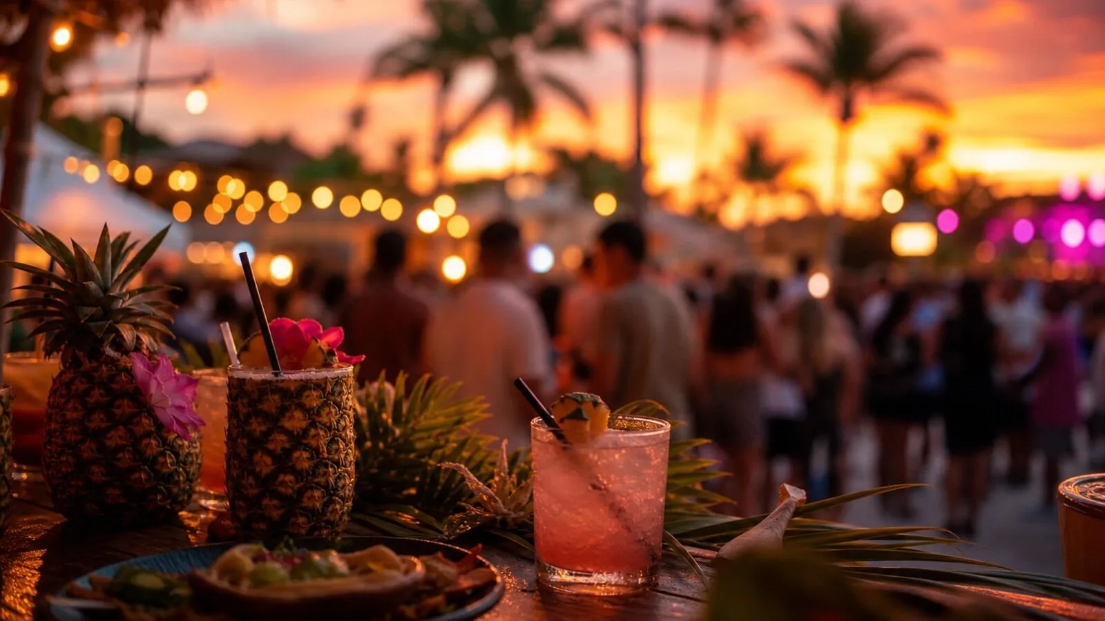 Tropical Cocktails Sunset Crowd Palm Trees Festival Hornitos